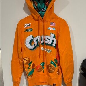 Vibrant Orange Crush Hoodie with silk hood design - men’s small